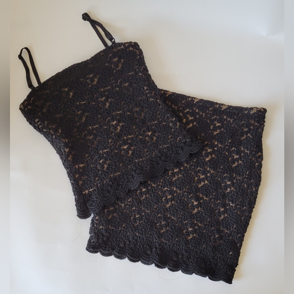 Daniel & Rebecca Peek-A-Boo Nude-Black Two Piece Cocktail Party Outfit